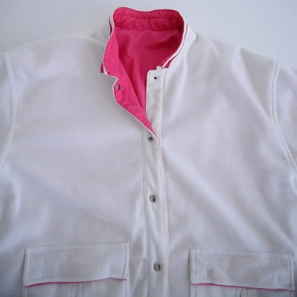 Vintage Dani Colby Pink or White Reversible Button Up Lightweight Jacket 1X - Picture 10 of 16